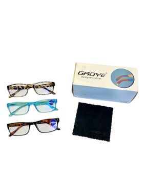 GAOYE 3-pack blue light filter +1.5x reading glasses